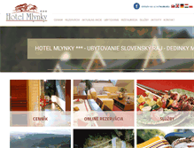 Tablet Screenshot of hotelmlynky.sk